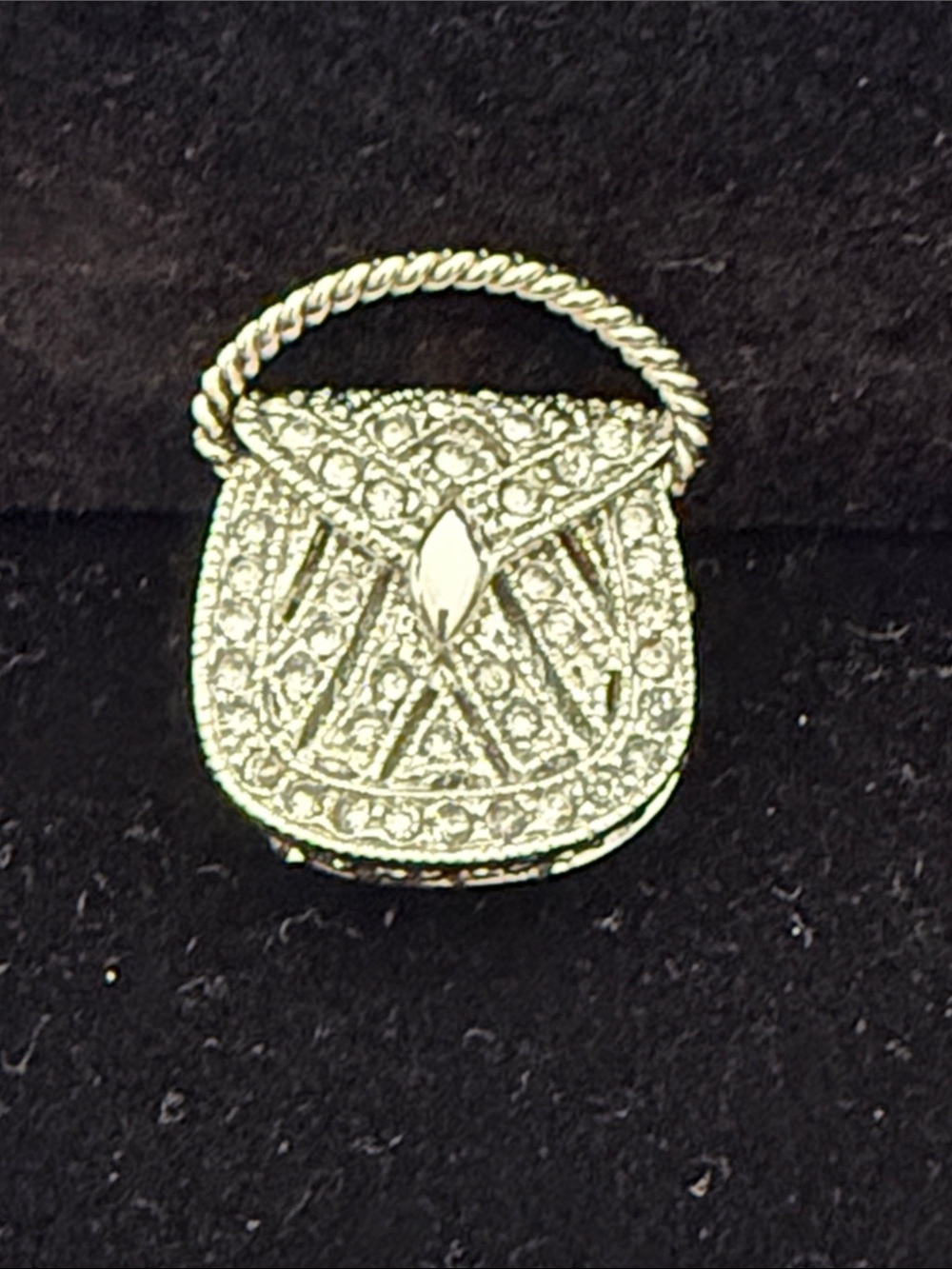 Swarovski silver tone purse handbag pin brooch